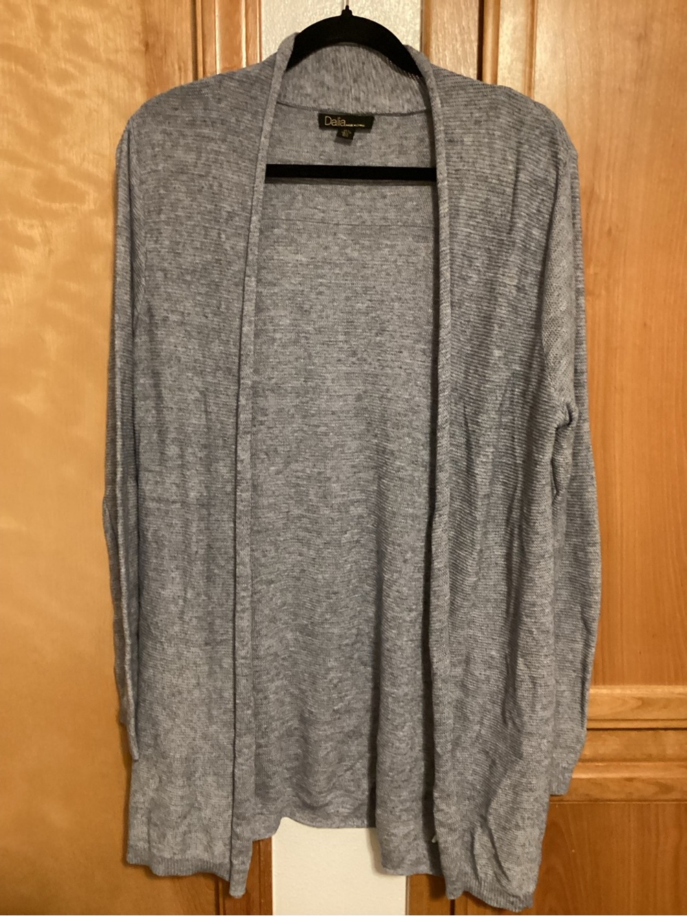 Dalia Light Gray Knit Open-Front Cardigan, EUC, size Large